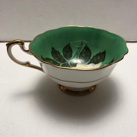 Paragon Double Warrant Cabbage Rose Tea Cup & Saucer Green Teacup Vintage - Picture 8 of 16
